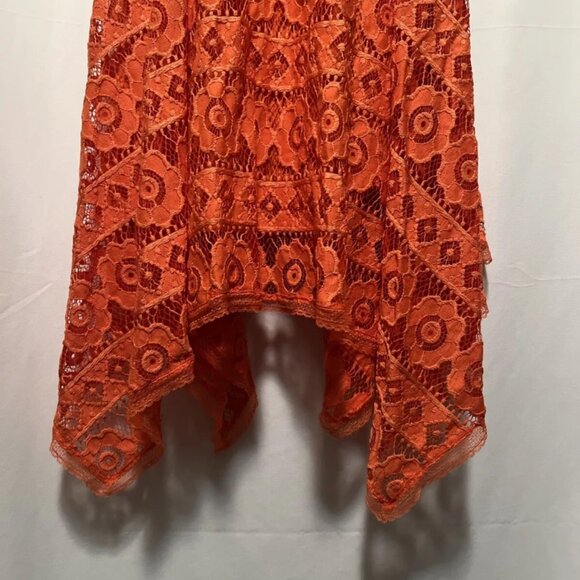 Free People Just Like Honey Lace Dress Orange Cocktail Wedding High Neck Size 6 - Picture 9 of 11